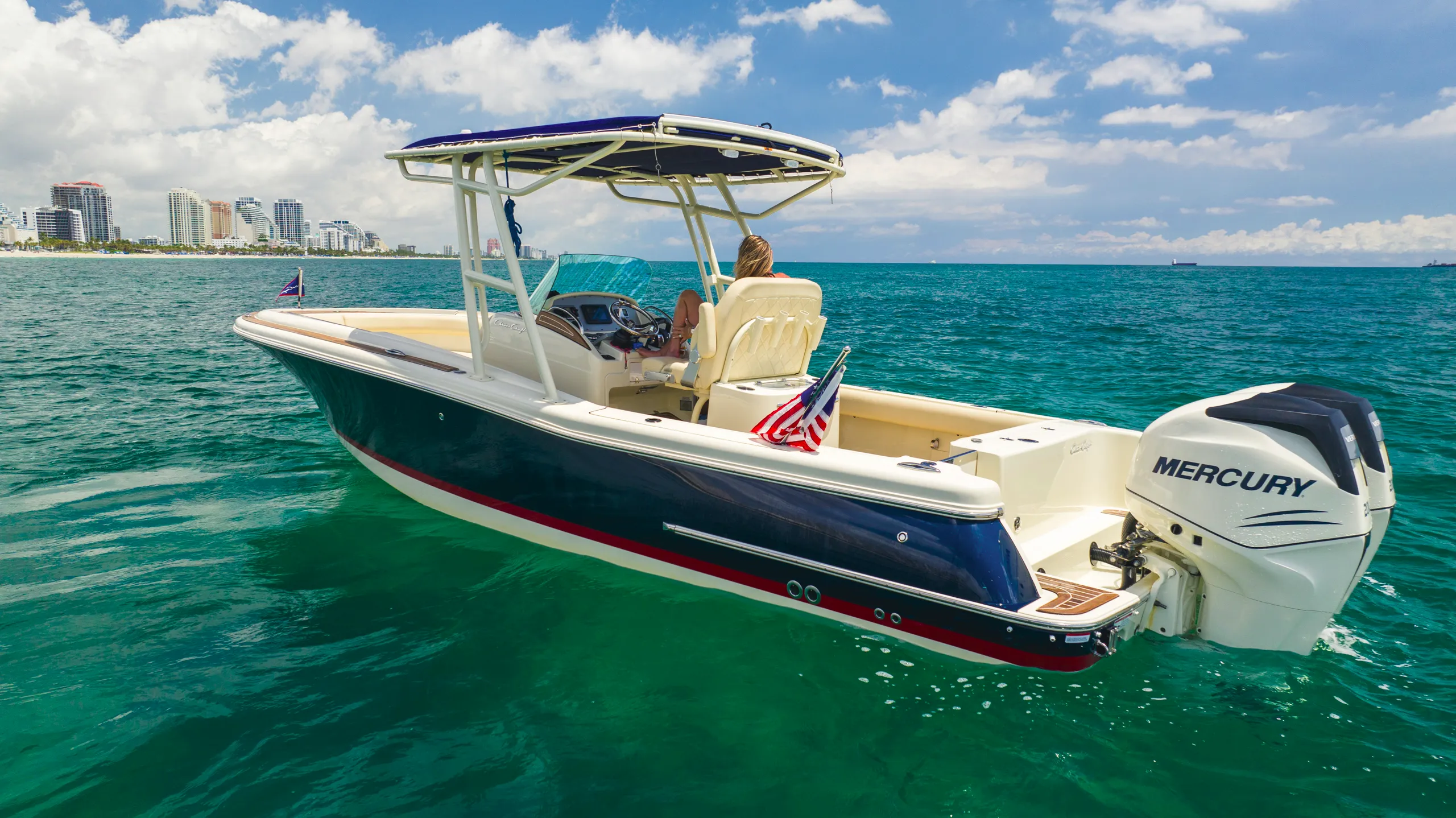 Chris Craft vessel view for private charters in Fort Lauderdale
