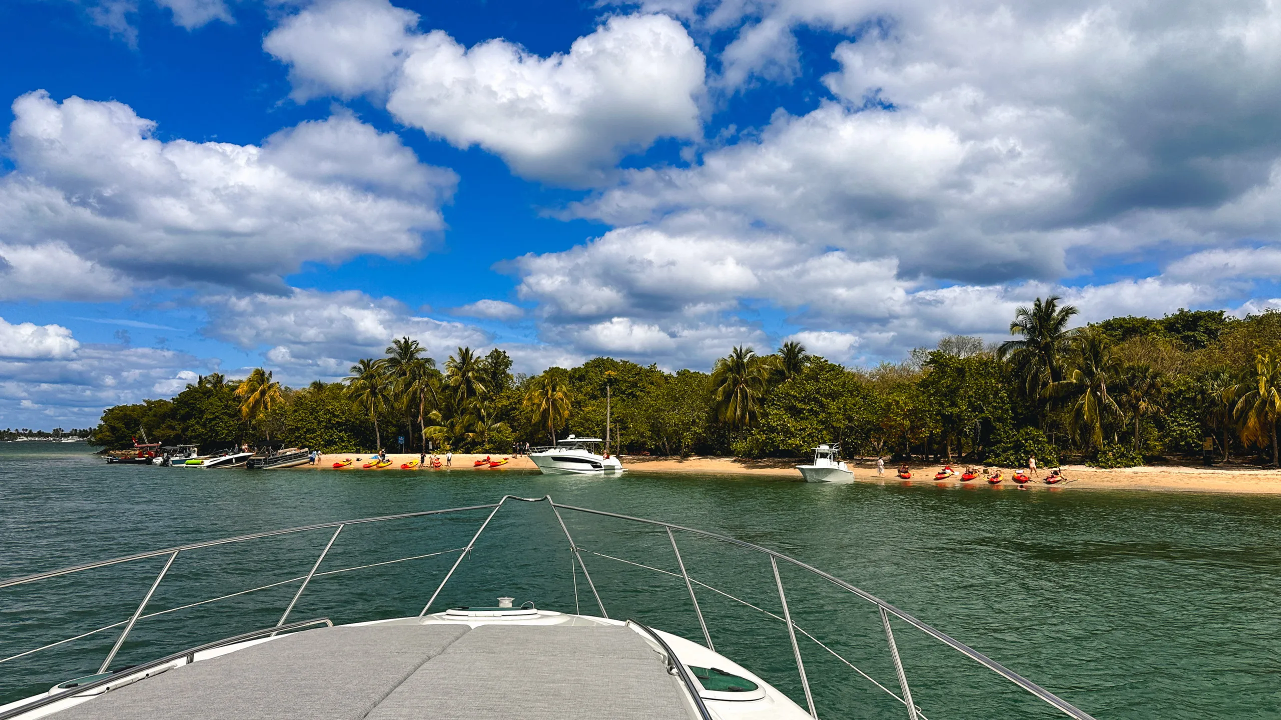 Boat rental guests by the water