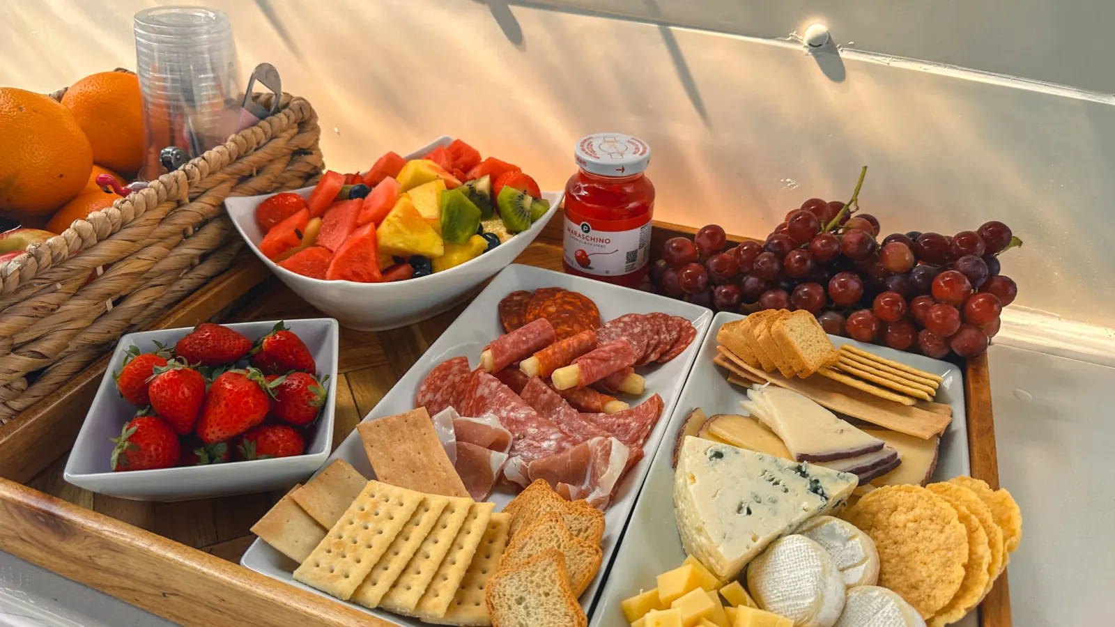 Breakfast and fresh fruit served during a Fort Lauderdale brunch cruise