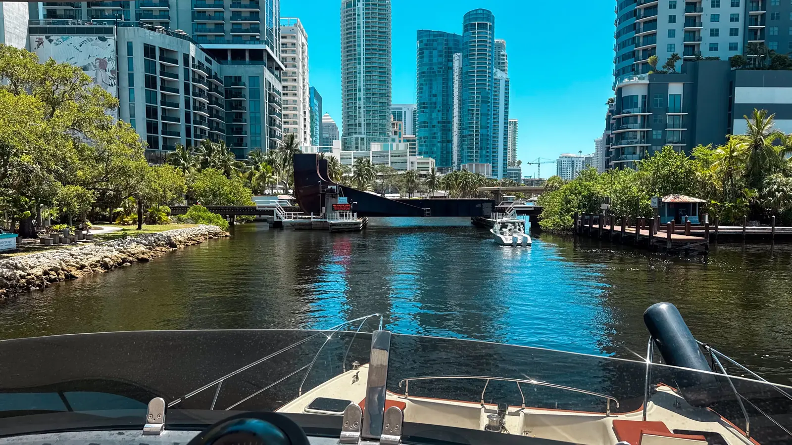 Fort Lauderdale yacht charter cruising through the downtown waterways