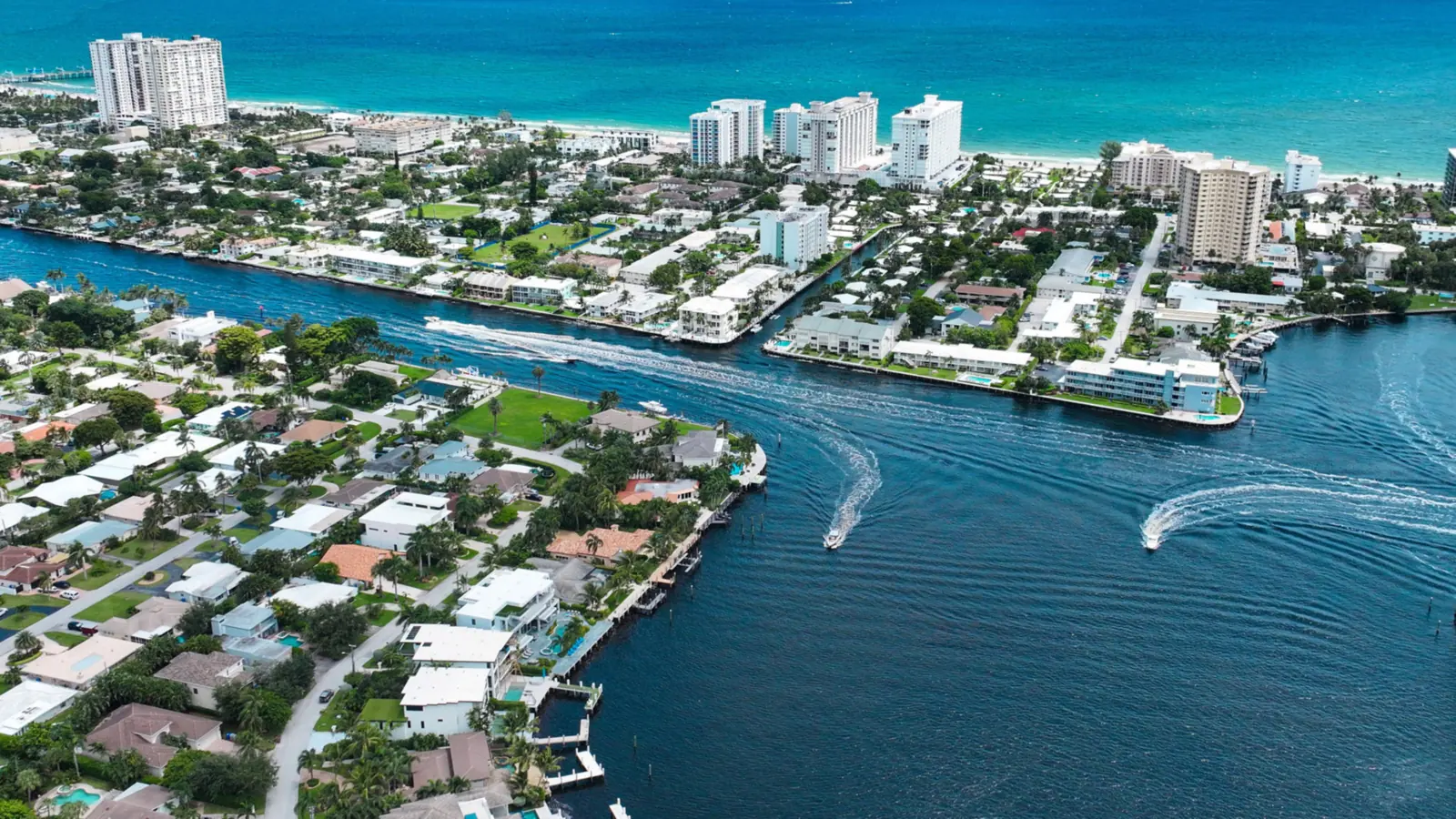 Aerial view of Fort Lauderdale waterways for a captained boat rental