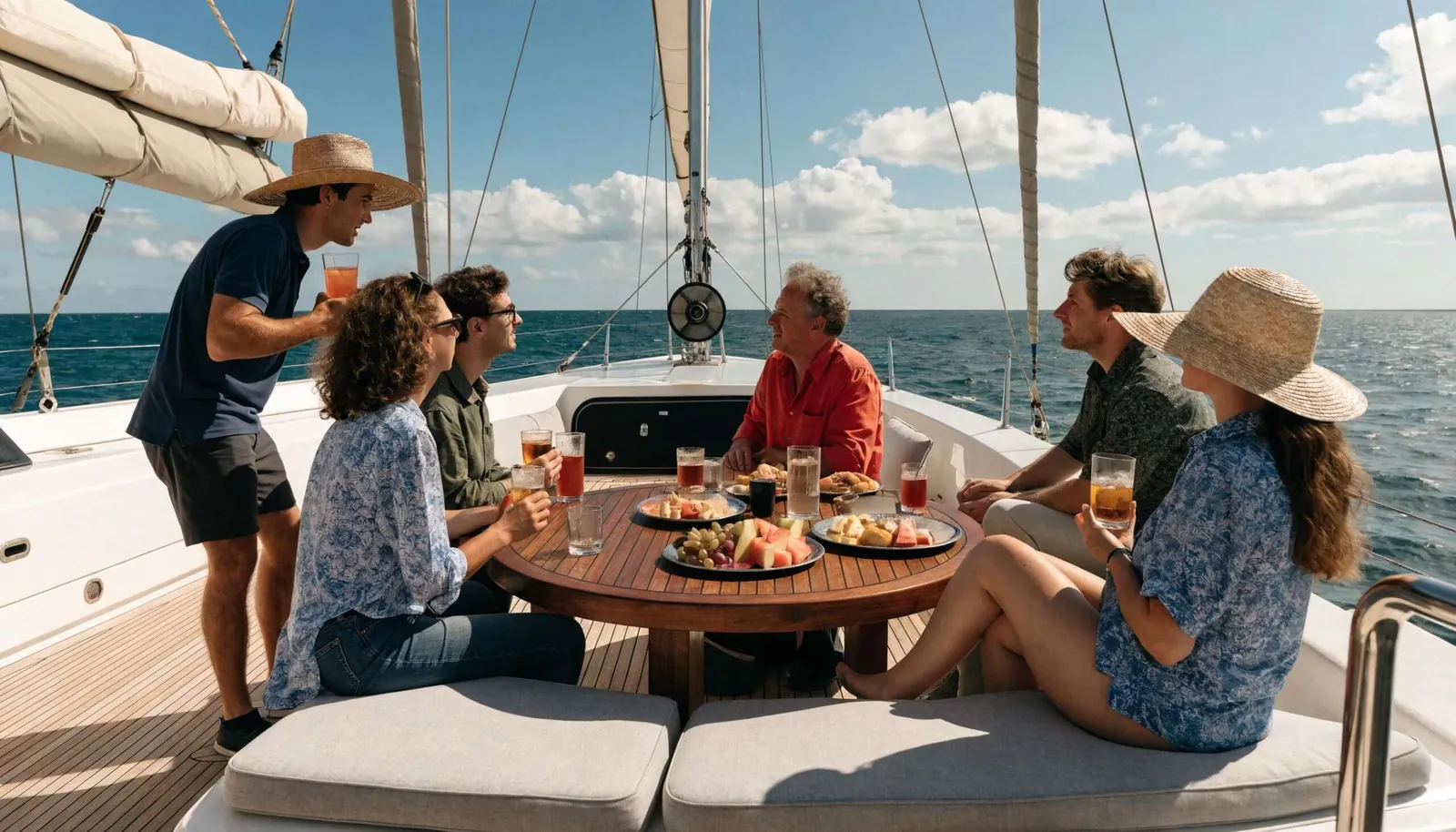 Yacht crew engaging in effective communication with guests aboard