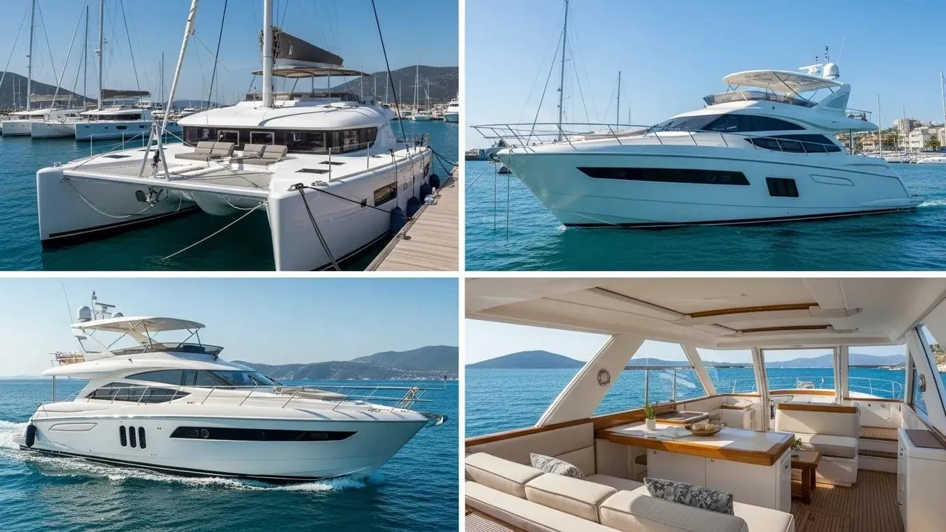 A collection of luxury yachts showcasing diverse styles and onboard features