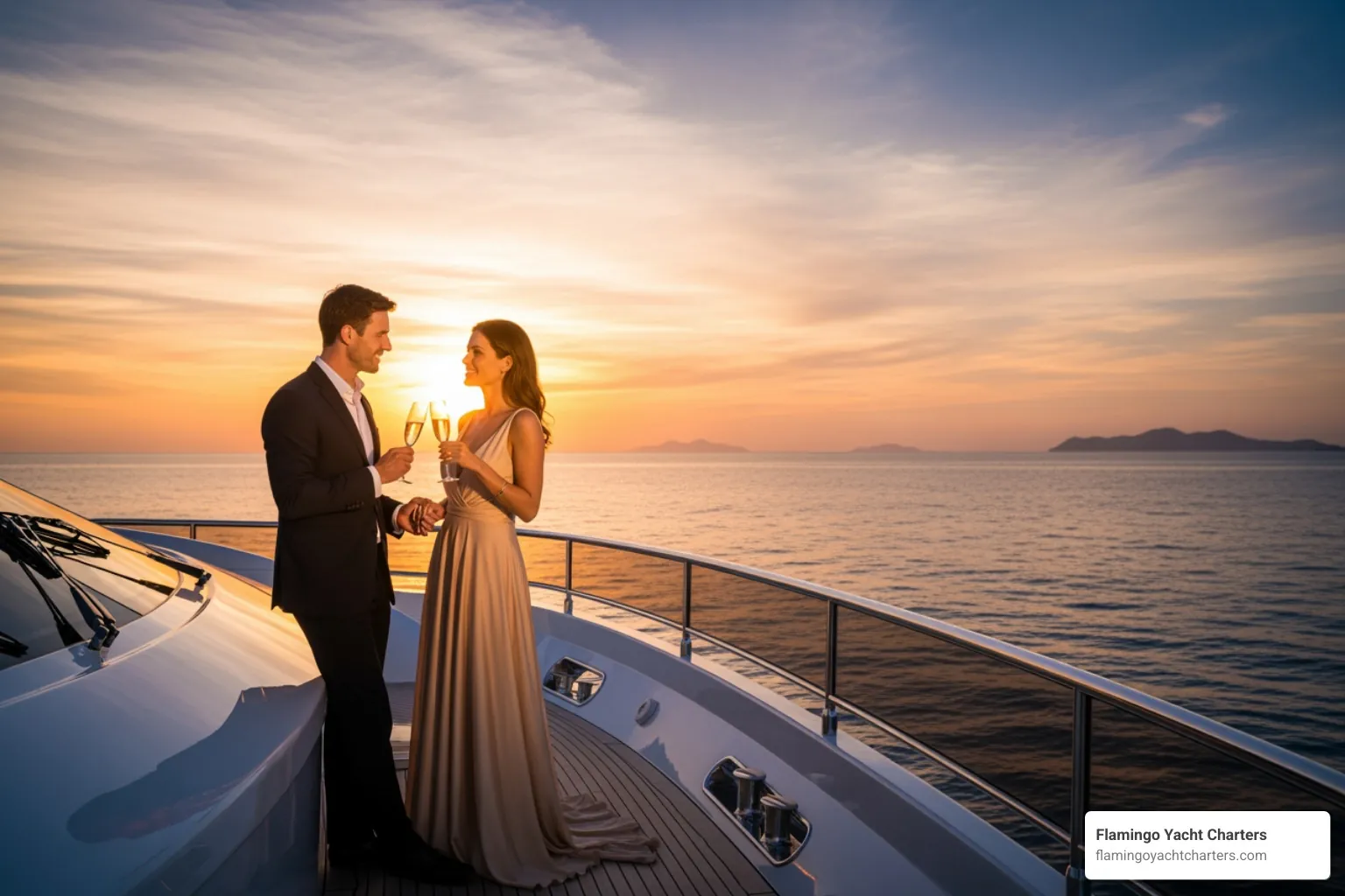 couple toasting on yacht - boat tours in Fort Lauderdale florida