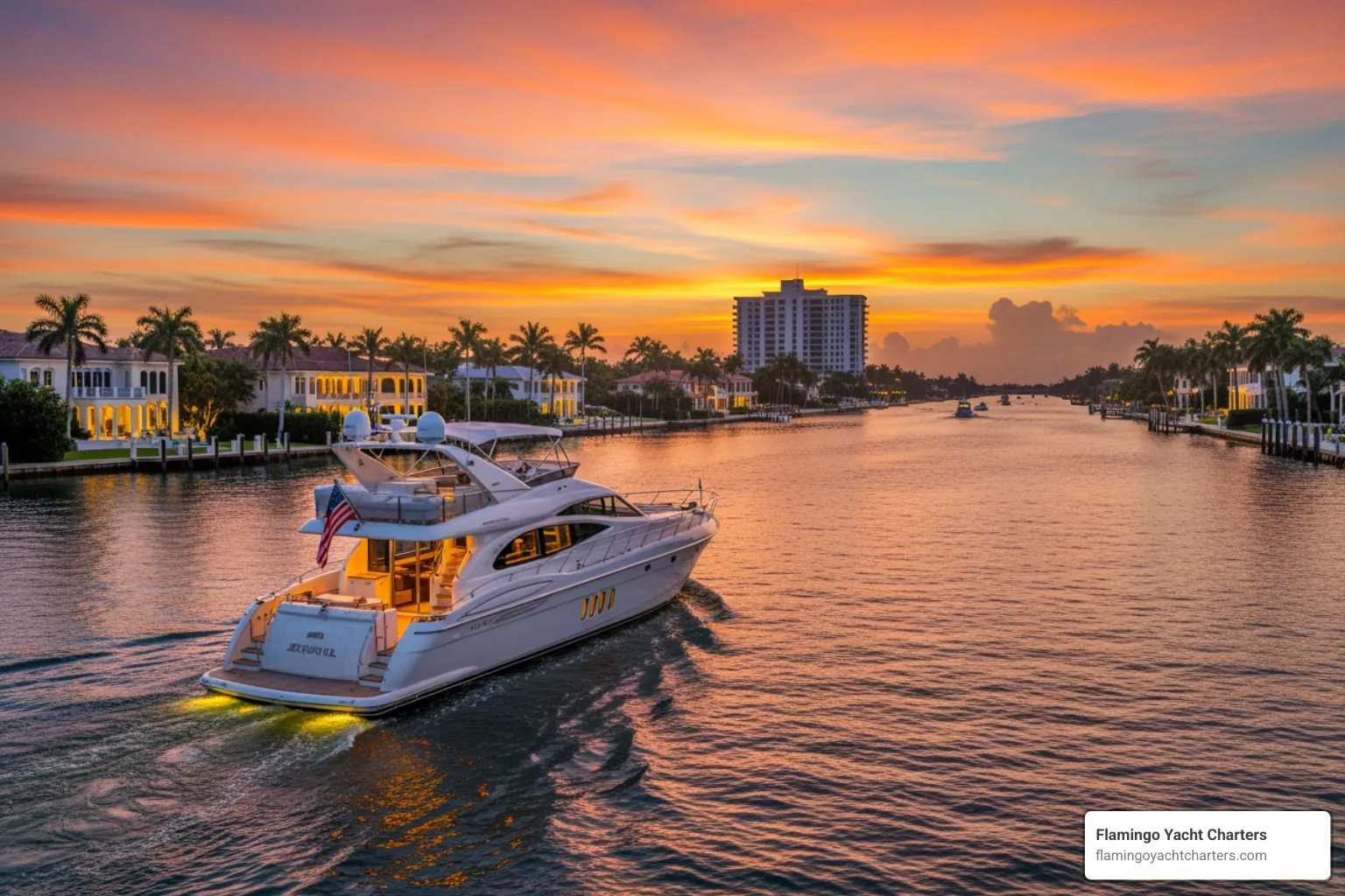 sunset over Millionaire's Row during a boat ride - Fort Lauderdale Intracoastal boat ride sunset over Millionaire's Row during a boat ride - Fort Lauderdale Intracoastal boat ride