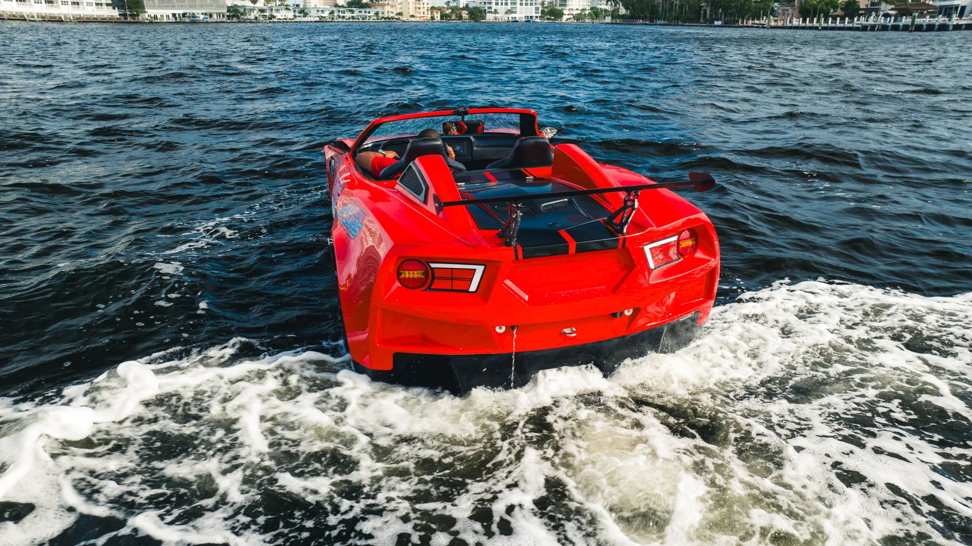 Two-seat jet car cruising on the water