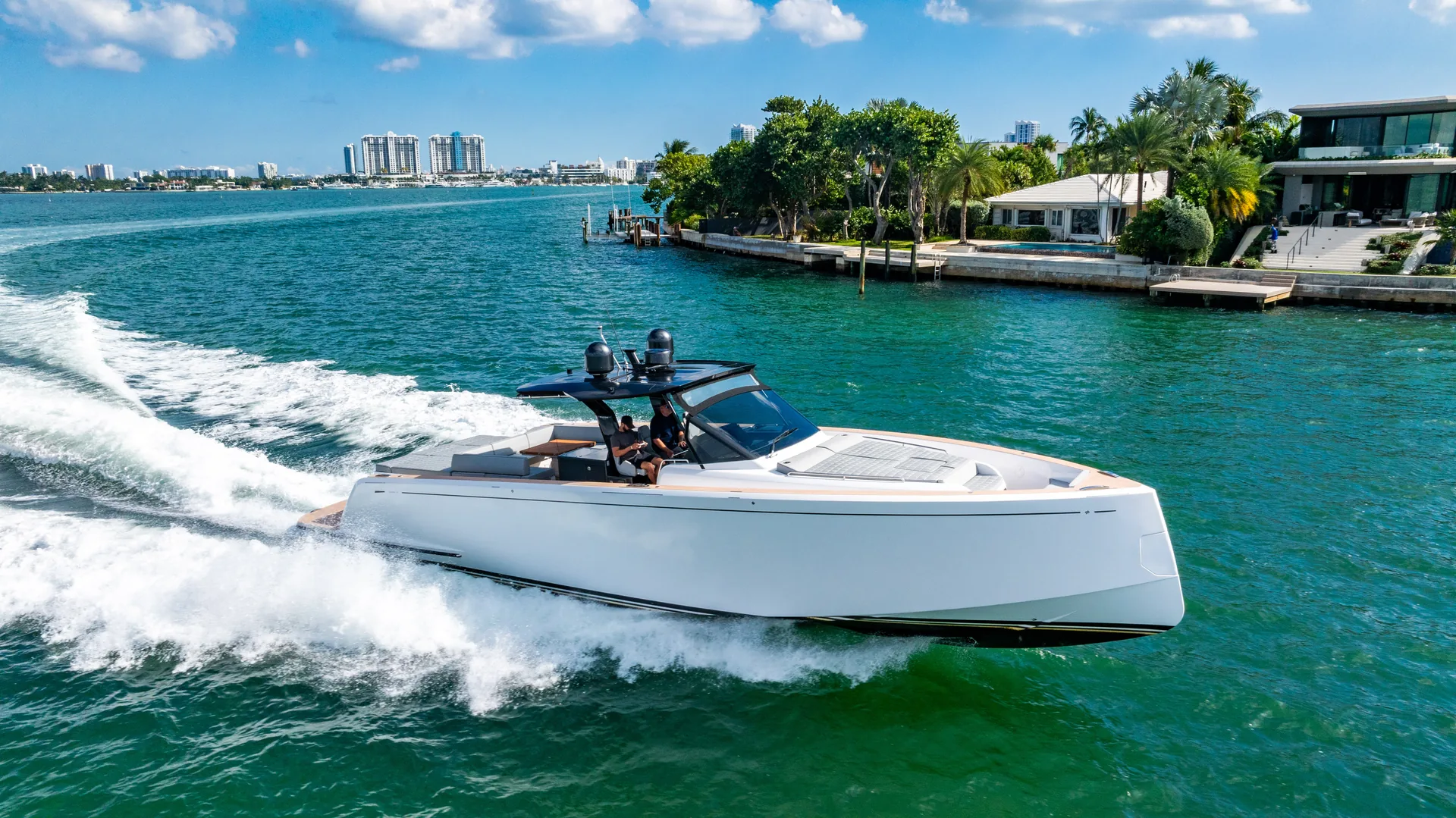 White Pardo vessel view for private charters in Fort Lauderdale