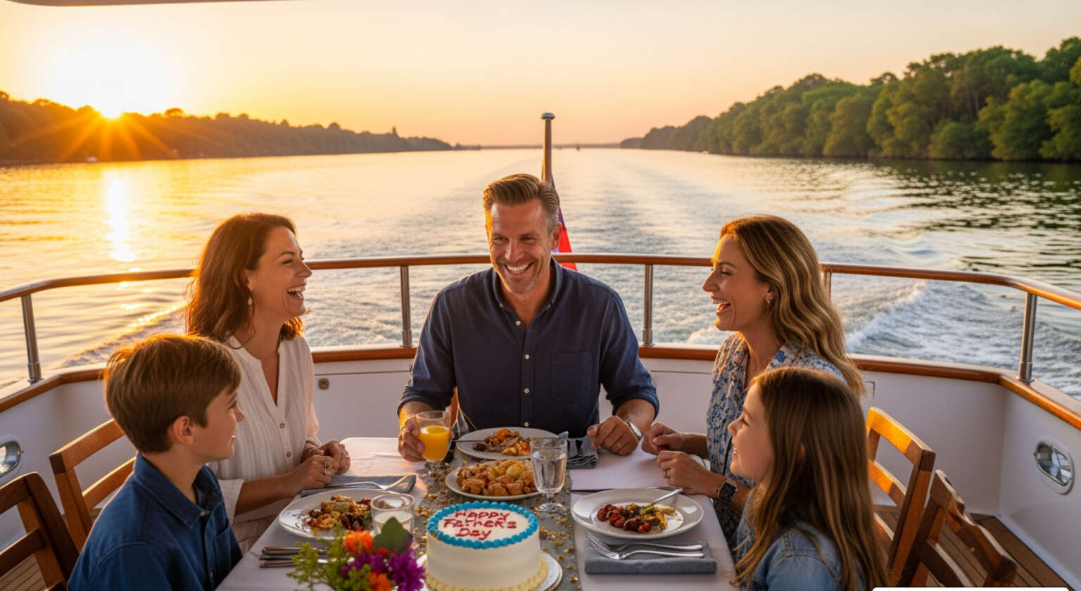 ## Why a Father's Day Dinner Cruise Is the Perfect Way to Celebrate ![father's day dinner cruise](https://images.bannerbear.com/direct/4mGpW3zwpg0ZK0AxQw/requests/000/127/819/825/NnaW7b28GYDG9NLDQ4VwORxZl/11bf3b1c08950426cc1e3639e69ca1f12116acb5.jpg) A **father's day dinner cruise** combines a special meal with scenic waterway views, live entertainment, and a relaxed atmosphere—all while cruising through Fort Lauderdale's iconic Intracoastal Waterway. It's a way to celebrate Dad that feels different from a traditional restaurant, offering privacy, flexibility, and an experience the whole family will remember. **What You Get on a Father's Day Dinner Cruise:** - **Duration:** 2–3 hours of scenic cruising - **Dining:** Three-course plated meals or buffet with fresh, locally inspired cuisine - **Entertainment:** Live music (jazz, classic rock, or acoustic) - **Views:** Fort Lauderdale skyline, Millionaire's Row, and coastal landmarks - **Service:** Professional captain and crew, attentive and personalized - **Atmosphere:** Family-friendly, dressy casual attire - **Flexibility:** Brunch, lunch, or sunset dinner options available Father's Day cruises typically range from $69–$99 per adult for group tours, with private charters offering fully customized experiences at premium pricing. Private charters give you control over the menu, route, timing, and guest list—ideal for families who want uninterrupted time together on the water. **Why choose a dinner cruise over a restaurant?** A cruise offers movement, scenery, and a sense of occasion that static venues can't match. The experience is framed by departure and return, creating a complete celebration rather than just a meal. You're not waiting for a table or competing with noise—you're enjoying the water, the sunset, and each other's company. I'm **Peter Steinlet**, founder of Flamingo Yacht Charters in Fort Lauderdale. Over the years, I've helped families plan hundreds of **Father's Day dinner cruises** through South Florida's waterways—each one customized to fit the group's style, schedule, and vision for the day. Whether you're looking for an intimate sunset cruise or a lively multi-generational celebration, the right charter can turn Father's Day into a tradition your family looks forward to every year. ![Infographic comparing Father's Day dinner cruise experience vs traditional restaurant: cruise includes scenic views, live entertainment, 2-3 hour duration, customizable routes, private deck space, sunset timing, and family-friendly atmosphere; restaurant offers fixed seating, indoor dining, limited ambiance, standard service, and no scenic movement - father's day dinner cruise infographic comparison-2-items-formal](https://images.bannerbear.com/direct/4mGpW3zwpg0ZK0AxQw/requests/000/127/819/771/8A5gBlRXpzoxKDn36n2x19qkE/2bd624f3e2e2807cf253f9d27743c789fd8e31e3.jpg) ## The Father's Day Dinner Cruise Experience Celebrating Father's Day on the water is an experience that transcends the ordinary. Instead of a typical reservation at a crowded restaurant, imagine sailing along the stunning Fort Lauderdale waterways, with the city skyline as your backdrop and the gentle rhythm of the waves beneath you. This is the essence of a **father's day dinner cruise** – a unique blend of fine dining, breathtaking scenery, and personalized service that creates truly unforgettable memories. We believe that experiences are often the most cherished gifts, and a dinner cruise certainly falls into this category. With approximately 76% of Americans celebrating Father's Day, according to the [National Retail Federation](https://nrf.com/research-insights/holiday-data-and-trends/fathers-day), experiences are a popular gift choice, offering a distinctive way to honor the fathers in our lives. It's an opportunity for Dad to relax, enjoy the company of loved ones, and take in the beauty of South Florida from a fresh perspective. The experience is designed to be family-friendly, accommodating all ages and ensuring everyone can partake in the celebration. ### What’s Included and How Long Does It Last? A typical **father's day dinner cruise** is carefully planned to provide a seamless and enjoyable celebration. When you choose to celebrate with us, you can expect a comprehensive package designed for comfort and luxury. The heart of the experience is, of course, the dining. We offer a choice between neat three-course plated meals, expertly prepared by our onboard culinary team, or a lavish buffet featuring a variety of fresh, locally inspired cuisine. Our menus are crafted to delight, ensuring a memorable culinary journey for all tastes. Beyond the delicious food, your cruise includes refreshing beverages, with a cash bar available for those who wish to enjoy creative cocktails, fine wines, or local beers. Entertainment is another cornerstone of the dinner cruise experience. Many Father's Day cruises feature live music, ranging from smooth jazz to classic rock or acoustic sets. This creates a festive and sophisticated ambiance without overpowering conversation. As you dine and enjoy the music, you'll be treated to scenic cruising, offering panoramic views of Fort Lauderdale's iconic landmarks, opulent waterfront estates, and the vibrant coastal scenery. The duration of a **father's day dinner cruise** typically ranges from 2 to 3 hours. This timeframe is carefully chosen to provide ample time for dining, entertainment, and sightseeing, allowing for a relaxed pace without feeling rushed. Throughout your journey, you’ll be attended to by our professional captain and dedicated crew, ensuring every detail is handled with care and precision. Their expertise allows you to fully immerse yourselves in the celebration, knowing you are in capable hands. ### Choosing Your Cruise Time: Brunch, Lunch, or Sunset Dinner One of the beautiful aspects of celebrating Father's Day on the water is the flexibility it offers in terms of timing. We understand that every family has a different rhythm, and we provide options to match your perfect celebration. A **Father's Day brunch cruise** offers a bright and refreshing start to the day. Imagine a leisurely morning enjoying a gourmet brunch spread while basking in the gentle South Florida sun. The ambiance of a brunch cruise is typically more relaxed and casual, perfect for families who appreciate a daytime outing. You'll witness the busy life along the Intracoastal Waterway as the day awakens, offering unique photo opportunities and a serene setting. For those who prefer a midday celebration, our **Father's Day lunch cruises** provide a comfortable and enjoyable option. These cruises offer a relaxed atmosphere, allowing you to savor a delicious meal while taking in the vibrant daytime views of Fort Lauderdale. It's an excellent choice for families with younger children or those who prefer to have their evenings free. The routes often highlight different aspects of the waterways, showcasing the diverse beauty of our coastal environment. However, the classic and often most sought-after option is the **Father's Day dinner cruise**, especially a sunset dinner cruise. As the sun dips below the horizon, painting the sky with hues of orange and pink, the atmosphere transforms into something truly magical. The golden hour views from the water are simply unparalleled, creating a romantic and sophisticated backdrop for your celebration. As night falls, the city lights begin to twinkle, offering a spectacular perspective of the Fort Lauderdale skyline. This option provides a memorable and neat setting, perfect for a special evening with Dad. Each of these cruise times offers a distinct atmosphere and route along Fort Lauderdale’s picturesque waterways, allowing you to tailor the experience to Dad’s preferences. ## What to Expect Onboard Your Father's Day Dinner Cruise ![Live musician performing on deck as guests enjoy the sunset - father's day dinner cruise](https://images.bannerbear.com/direct/4mGpW3zwpg0ZK0AxQw/requests/000/127/819/804/w0gWbdEPaYaxoDrpQrVklOA5j/7f219f616ef57bc299f07b2c5473e4c3f42e6b3a.jpg) When you step aboard one of our yachts for a **father's day dinner cruise**, you’re not just entering a vessel; you’re stepping into an experience. The festive yet relaxed atmosphere immediately sets the tone for a special celebration. We pride ourselves on creating an environment where every detail contributes to your comfort and enjoyment. Our attentive service ensures that your needs are met discreetly and efficiently, allowing you and your family to fully immerse yourselves in the moment. For families and groups, what the day feels like is a seamless blend of luxury, comfort, and genuine connection, all against the dynamic backdrop of Fort Lauderdale's stunning coastline. ### Dining and Special Menus The culinary journey is a highlight of any **father's day dinner cruise**. We understand that exceptional food is central to any celebration, and our menus are designed to impress. For Father's Day, we often feature a selection of hearty and refined dishes that cater to a variety of tastes. You might find common Father’s Day menu highlights such as succulent Prime Rib, perfectly grilled BBQ selections, or fresh, locally sourced seafood that captures the essence of South Florida's coastal bounty. For those with different preferences, we always ensure excellent vegetarian options are available. Whether you prefer the elegance of a plated service or the generous variety of a buffet, our dining options are curated to provide a first-class experience. We are also adept at accommodating special dietary needs or restrictions; we encourage you to communicate these in advance so our culinary team can prepare a personalized and delicious meal for every guest. Our menus are specifically curated for the occasion, using the freshest ingredients to complement the festive atmosphere of your cruise. ### Entertainment and Ambiance Beyond the culinary delights, the entertainment and overall ambiance on a **father's day dinner cruise** are carefully crafted to improve your celebration. Live music is a staple of our cruises, providing the perfect soundtrack to your evening. Depending on the yacht and the specific cruise, you might enjoy the smooth sounds of jazz, the familiar tunes of classic rock, or the relaxed melodies of an acoustic performer. The music is always played at a level that encourages enjoyment without hindering conversation, allowing for both lively moments and intimate chats. As we glide along the waterways, you'll be treated to panoramic city and coastal views that continuously evolve. From the glittering Fort Lauderdale skyline to the quiet beauty of a sunset over the water, every moment offers a picturesque scene. Our yachts provide comfortable indoor and outdoor seating options, allowing you to choose your preferred vantage point. Whether you wish to feel the gentle breeze on an open deck or relax in a climate-controlled salon, you’ll find the perfect spot. Subtle décor for the holiday adds a touch of festive cheer, creating an inviting environment where you can truly appreciate Fort Lauderdale’s iconic skyline as your ever-changing backdrop. ### Planning Your Attire and Logistics To ensure everyone feels comfortable and appropriately dressed for the occasion, we generally recommend dressy casual attire for a **father's day dinner cruise**. This typically means smart trousers or khakis with collared shirts for men, and dresses, skirts, or neat slacks for women. While we encourage a polished look to match the sophisticated setting, we also want you to be comfortable. Avoid overly casual wear like t-shirts, shorts, or flip-flops. When planning for your cruise, consider what to bring and what to leave at home. A light jacket or sweater is always a good idea, especially for cooler evenings on the outdoor decks. We handle all the dining and entertainment, so you can leave those worries behind. Booking in advance is highly advised, especially for popular holiday dates like Father's Day. These cruises are in high demand, and securing your preferred yacht and time slot early ensures you won't miss out. Our cruises are designed to be a family-friendly environment, welcoming all ages. While there are typically no strict age restrictions, we do have safety measures in place to ensure a secure and enjoyable experience for everyone on board. For private charters, we can also discuss any specific accessibility notes or requirements to ensure maximum comfort for all guests. ## Why a Private Charter Makes Father’s Day Unforgettable ![Family enjoying a private toast on the bow of a luxury yacht - father's day dinner cruise](https://images.bannerbear.com/direct/4mGpW3zwpg0ZK0AxQw/requests/000/127/819/820/3Be2PXkVAQ48BEbMQm78j1oNa/a23fc0d841154cad3bd8a6b0f45f6076aeb35f11.jpg) While group dinner cruises offer a wonderful experience, a private yacht charter lifts Father's Day to an entirely new level. This is where the magic of privacy and exclusivity truly comes into play. Imagine celebrating Dad without the distractions of other guests, with the entire yacht and its dedicated crew focused solely on your family's enjoyment. It's the gift of uninterrupted family time, allowing for genuine connection and celebration in a setting custom just for you. This kind of liftd experience is a world apart from a standard group tour, providing an intimate and luxurious way to honor the father figure in your life. ### Customization and Personal Touches The hallmark of a private charter is the unparalleled level of customization and personal touches we can incorporate into your **father's day dinner cruise**. Unlike fixed itineraries, a private charter means you have the freedom to design your own experience. We can craft personalized routes along the beautiful Fort Lauderdale Intracoastal, allowing you to linger at scenic spots or explore specific areas that hold special meaning for your family. Your preferences extend to every detail, from the atmosphere to the menu. You can choose your own music and entertainment, ensuring the soundtrack to your celebration is exactly what Dad enjoys. Our culinary team can work with you to create custom menus, selecting dishes and beverages that perfectly suit your tastes and any dietary requirements. Flexible timing means your cruise can depart and return at your convenience, fitting perfectly into your Father's Day plans. This intimate setting ensures that your group, and only your group, enjoys a truly bespoke celebration on the water. ### The Comfort of Space and Service Stepping onto a privately chartered yacht, you immediately feel the difference in the comfort of space and the quality of service. With a dedicated captain and crew, your every need is anticipated and met with seamless, attentive service. Our professional crew ensures a smooth journey, handles all the details, and provides a level of hospitality that allows you to fully relax and enjoy the occasion. Our handpicked fleet of luxury yachts offers ample space to relax and celebrate. Whether you prefer to socialize in the spacious salon, enjoy the views from the open-air deck, or find a quiet corner for conversation, there's room for everyone to feel comfortable. These high-end amenities are standard on our yachts, from neat dining areas to comfortable lounges, all designed to improve your experience. This is not just a boat ride; it's a floating luxury venue where you are the sole focus. We invite you to [Explore available private yachts](https://flamingoyachtcharters.com/yachts/) to find the perfect vessel for your Father's Day celebration. ## Frequently Asked Questions Planning a special occasion like a **father's day dinner cruise** often comes with questions, and we're here to provide clarity. Here are some of the most common inquiries we receive to help you plan with confidence. ### How far in advance should I book a Father’s Day dinner cruise? Father's Day is a highly popular holiday, and dinner cruises are in extremely high demand, especially for private charters. We strongly recommend booking your **father's day dinner cruise** as far in advance as possible, ideally several months out. This ensures you can secure your preferred date, time, and choice of yacht, as availability can become very limited closer to the date. While we understand plans can change, early booking provides the best selection. We also offer flexible rescheduling options for certain circumstances, so you can book with peace of mind knowing we'll work with you. ### Are dinner cruises suitable for all ages? Absolutely! Our Father's Day dinner cruises are designed to be family-friendly, making them suitable for all ages. We welcome children aboard and ensure that safety measures are diligently followed to create a secure environment for everyone. Life vests are available, and our crew is trained to assist families with young ones. For private charters, this aspect is even more pronounced, as the intimate setting is ideal for multi-generational groups. Grandparents, parents, and children can all enjoy the experience together, creating shared memories without the concerns of a public venue. ### What happens in case of bad weather? South Florida weather can sometimes be unpredictable, but rest assured, we are prepared. Our yachts are equipped for rain-or-shine cruising, featuring covered and climate-controlled decks. This means that even if there's a passing shower, your celebration can continue comfortably indoors without interruption. Your safety is our top priority. We closely monitor weather conditions, and our experienced captains make decisions based on comprehensive safety protocols. In the unlikely event of severe weather that makes cruising unsafe, we will communicate with you promptly to discuss rescheduling options. We work diligently to ensure your experience is not only luxurious but also secure, providing support and flexibility should unforeseen weather impact your plans. ## Plan a Father’s Day to Remember As we've explored, a **father's day dinner cruise** offers a truly distinctive and memorable way to celebrate the fathers and father figures in our lives. It's an experience that combines the joy of fine dining, the beauty of Fort Lauderdale's waterways, and the warmth of family togetherness, all in a setting designed for comfort and luxury. This unique approach to celebration goes beyond a traditional meal, changing Father's Day into an event that creates lasting memories and, for many, becomes a cherished new family tradition. With Flamingo Yacht Charters, you benefit from our local expertise and our commitment to crafting world-class experiences. We know Fort Lauderdale’s best waterways, the hidden gems, and the most picturesque routes to ensure your cruise is nothing short of spectacular. We invite you to experience the difference that a private, customized yacht charter can make. This Father's Day, give Dad the gift of an unforgettable journey on the water. [Plan Your Father’s Day Dinner Cruise](https://flamingoyachtcharters.com/services/dinner-cruise/)